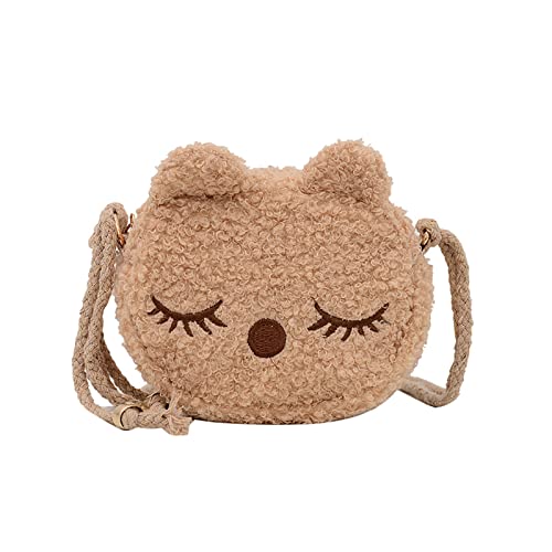 UIFLQXX Neue Plüsch Kinder Tasche Mini Nette Katze Kleine Geldbörse Umhängetasche Schultertasche Schultertasche Nette Umhängetasche für Mädchen, khaki, Einheitsgröße von UIFLQXX