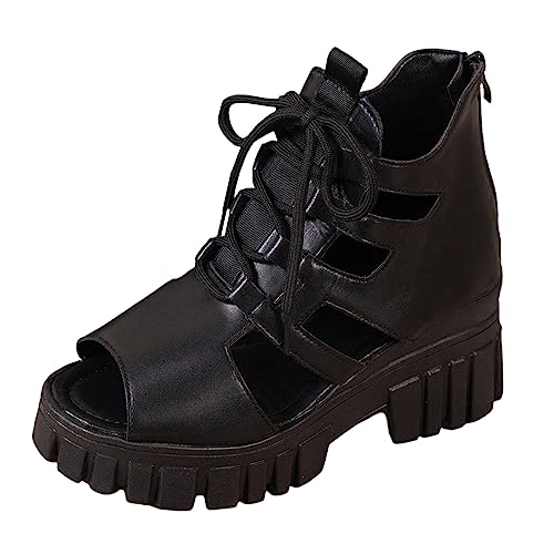 UIFLQXX Sommer vielseitige Fischmaul High Heel Matsuke dicke Sohle erhöhten Slope Heel Mode coole Stiefel Damen Keilsandalen von UIFLQXX