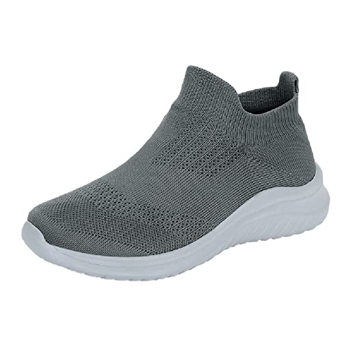 UIFLQXX Sportschuhe für Damen und Herren, schlichtes solides Netzgewebe, atmungsaktiv, bequem, rutschfest, weiche Sohle, lässiger Slipper, Sneaker für Herren, grau, 8 UK 3X-Narrow von UIFLQXX