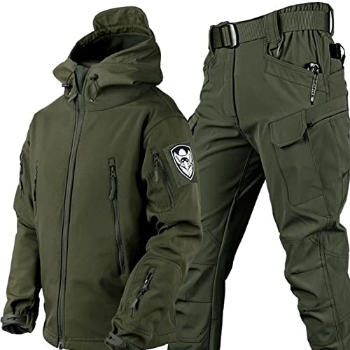 UIHECTA MilitäRische Softshell AnzüGe, Taktische Jacke Und Hose FüR Herren, Wasserdichter Armee Kampfanzug, Jagdbekleidung, Wasserdicht, Leicht, Draussen, Kapuzenpullover, Hose,003,SIZE: 3XL von UIHECTA