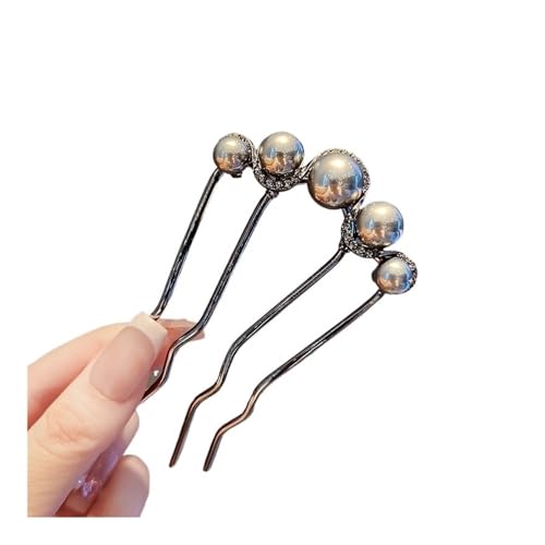 UIJIQX Modische U-förmige Haarnadel mit Strass und Kunstperlen, Zinklegierung, Haarkamm für Partys, Urlaub und den täglichen Gebrauch für Mädchen (schwarz) von UIJIQX