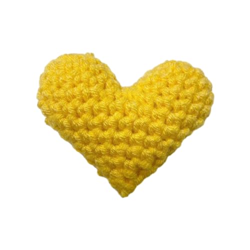 UIKEEYUIS Herzförmige Taschenumarmung, tragbares gehäkeltes Herzornament für alle Gelegenheiten, sichere Aufbewahrung kleiner Dekorationsornamente, Gelb von UIKEEYUIS