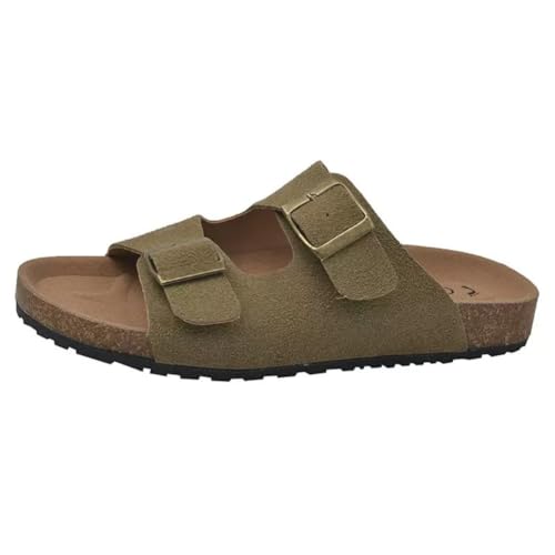 UIKGITP Damen Wildleder Schnalle Slides Sandalen Kork Fußbett Sommer Wildleder Walking Schnalle Flache Clogs Komfort Slip On Hausschuhe, Grün , 41.5 EU UIKGITP Damen Wildleder Schnalle Slides Sandalen Kork Fußbett Sommer Wildleder Walking Schnalle Flache Clogs Komfort Slip On Hausschuhe, Grün , 41.5 EU von UIKGITP