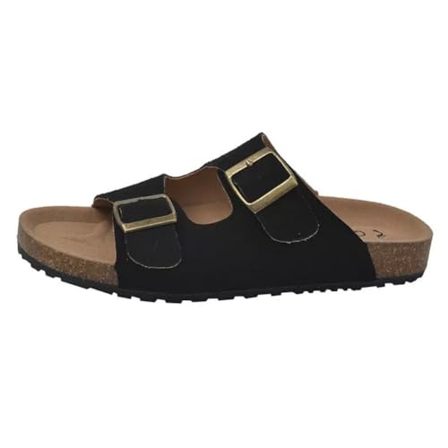 UIKGITP Damen Wildleder Schnalle Slides Sandalen Kork Fußbett Sommer Wildleder Walking Schnalle Flache Clogs Komfort Slip On Hausschuhe, Schwarz, 39.5 EU UIKGITP Damen Wildleder Schnalle Slides Sandalen Kork Fußbett Sommer Wildleder Walking Schnalle Flache Clogs Komfort Slip On Hausschuhe, Schwarz, 39.5 EU von UIKGITP