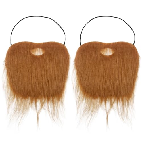 UILYNIU 2 Stück Fake Bart Lustiger Bart Falscher Bart Kostüm Schnurrbart selbstklebend Gesichtsbart Zubehör mit Verstellbarem Bungee Kabel für Halloween Party Cosplay Zubehör (2 Stück) von UILYNIU