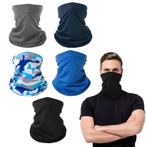 UILYNIU 5 Stück Schlauchschal Herren Damen, Multifunktionstuch Gesichtsmaske Bandanas Schutz Maske Sonnenschutz Schal, Halstuch Motorrad Herren Neckwarmer Loop Schal für Outdoor Radfahren (5PCS) von UILYNIU