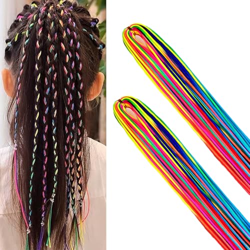 UILYNIU 64 Stück Bunte Dreadlock Haarseile, Haarzöpfe Bunte Haarwickelschnur, Geflochtene Haarseile, Buntes Haarsträhnen, DIY Pferdeschwanz Zöpfe Haar Styling, Haaraccessoires für Mädchen (Mehrfarbig) von UILYNIU