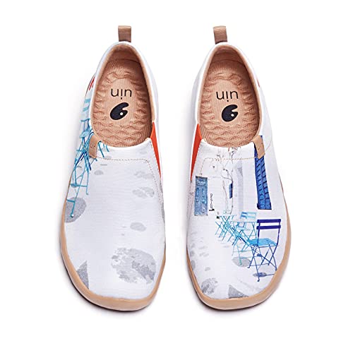 UIN Blue Silence Damen Painted Slip On Schuhe Reiseschuhe Lässiger Fashional Sneaker Segelschuhe Canvas Blau(41) von UIN