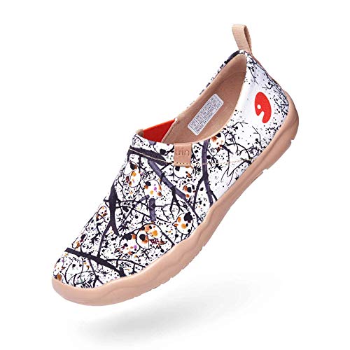 UIN Canvas Schuhe Damen Slip On, Modell Art Bemalte Granatapfel, Weiß (35) von UIN