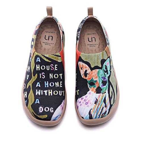 UIN Chihuahua Damen Hund Leicht Sneakers Loafer Schuhe Lässige Wanderschuhe Bemalter Reiseschuh Slip On Schuhe Gestrickt Schwarz(40) von UIN
