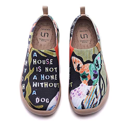 UIN Chihuahua Damen Hund Leicht Sneakers Loafer Schuhe Lässige Wanderschuhe Bemalter Reiseschuh Slip On Schuhe Gestrickt Schwarz(41) von UIN