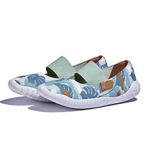 UIN Damen Ballerinas Flacher Kunst Gemalt Ballet Flat Schuhe Slip On Lässig Loafer Leichte Komfort Reisen Wanderschuhe Menorca Ⅵ Summer Pond (42) von UIN