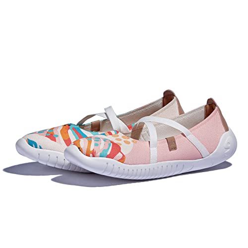 UIN Damen Ballerinas Flacher Kunst Gemalt Ballet Flat Schuhe Slip On Lässig Loafer Leichte Komfort Reisen Wanderschuhe Menorca Ⅶ Colorful Fields (42) von UIN