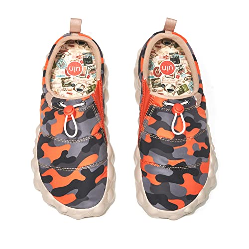 UIN Damen Camping Wandern Reisen Schuhe Casual Slip On Loafers Leichtgewicht Kunst Gemalt Mode Sneaker Toledo Ⅵ - Campfire (40) von UIN