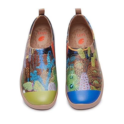 UIN Damen Casual Fashion Schuhe mit PU Obermaterial und Eva Außensohle Wanderschuhe Kunst gemalt Slip On Schuhe Low-Tops Toledo I Sea Life（EU 42 von UIN