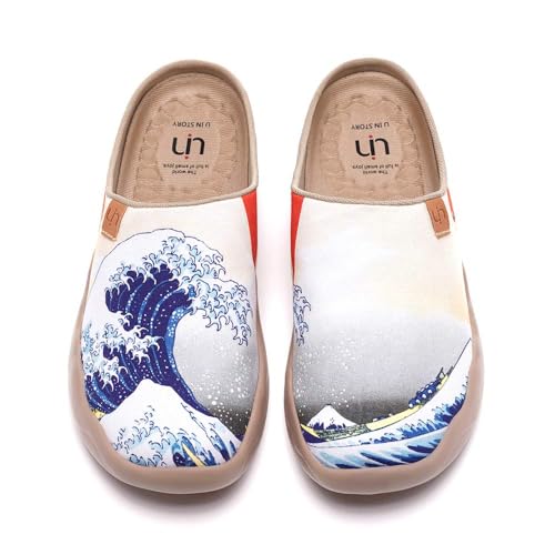 UIN Damen Kunstgemalte Reiseschuhe Slipper Casual Loafers Leichter Komfort Mode Sneaker Great Wave Off Kanagawa (42.5) von UIN