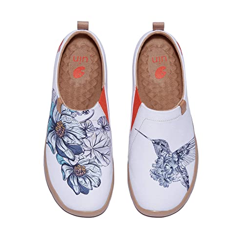 UIN Damen Kunstgemalte Reiseschuhe Slipper Casual Loafers Leichter Komfort Mode Sneaker Toledo Ⅰ Blumen und Vögel (40) von UIN
