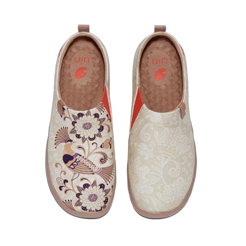 UIN Damen Kunstgemalte Reiseschuhe Slipper Casual Loafers Leichter Komfort Mode Sneaker Toledo Ⅰ Der Elegante Wiedehopf (42) von UIN
