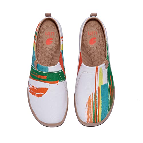 UIN Damen Kunstgemalte Reiseschuhe Slipper Casual Loafers Leichter Komfort Mode Sneaker Toledo Ⅰ Karminroter Sonnenuntergang (38.5) von UIN