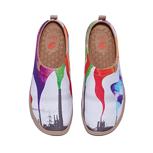 UIN Damen Kunstgemalte Reiseschuhe Slipper Casual Loafers Leichter Komfort Mode Sneaker Toledo Ⅰ Rauch-Warnung (38) von UIN