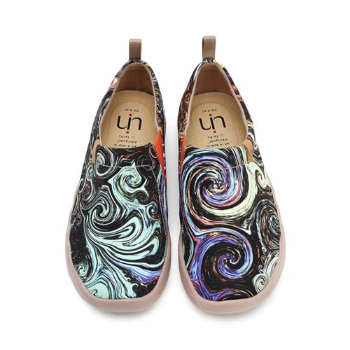 UIN Damen Kunstgemalte Reiseschuhe Slipper Casual Loafers Leichter Komfort Mode Sneaker Toledo Ⅰ Starry lNight (42.5) von UIN