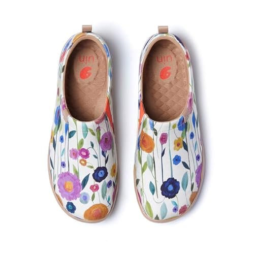 UIN Damen Loafers Kunstgemalte Reiseschuhe Slip On Schuhe Canvas Lässige Wanderschuhe Bequem Lightweight Sneaker Toledo Ⅰ Rich Blooms (40.5) von UIN