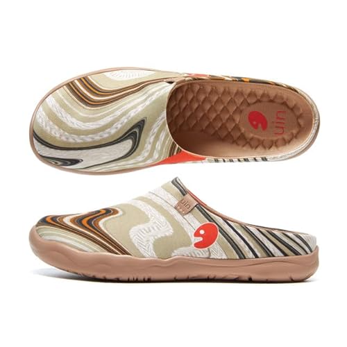 UIN Damen Loafers Kunstgemalte Reiseschuhe Slip On Schuhe Lässige Wanderschuhe Bequem Lightweight Sneaker Malaga Brown Stone Rhythm (40) von UIN