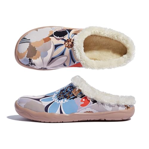 UIN Damen Mules Mode Komfort Reise Kunst Gemalt Chunky Schuhe Breite Zehe Casual Haushalt Hausschuhe Slip On Loafers Malaga - Clematis (41) von UIN