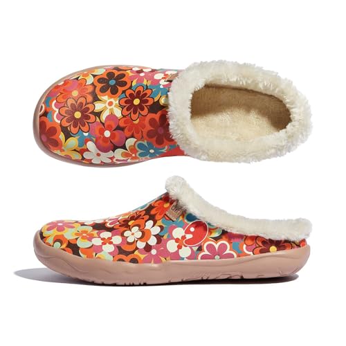 UIN Damen Mules Mode Komfort Reise Kunst Gemalt Chunky Schuhe Breite Zehe Casual Haushalt Hausschuhe Slip On Loafers Malaga - Starry Garden (40) von UIN