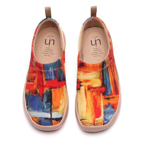 UIN Damen Schwarz Slip On Schuhe Blume Canvas Wanderschuhe Sneaker Leicht Loafer Shoes Reise Schuhe Segelschuhe Hana (Farbe Zone, Numeric_38_Point_5) von UIN