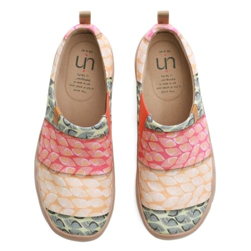 UIN Damen Segelschuhe Bluhmen Gedrukt Slip On Multicolore Sommer (42 EU, Bodhi-Blatt) von UIN