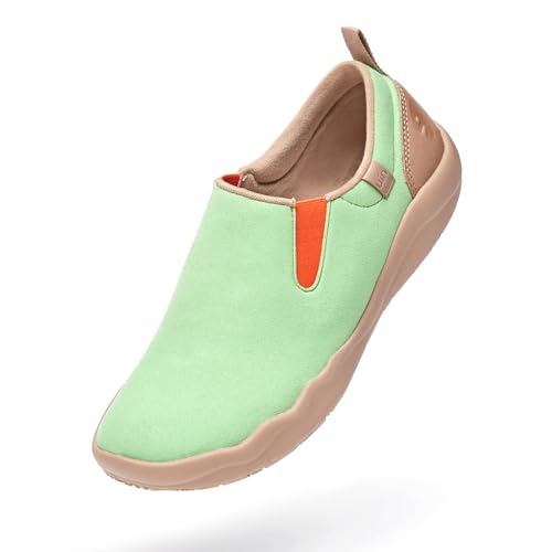 UIN Damen Slip On Loafer Schuhe Leichtgewicht Wanderschuhe Komfort Mode Sneaker Lässiger Reiseschuhe, Microfiber Obermaterial, Cuenca Pastel Green, Size 38 von UIN