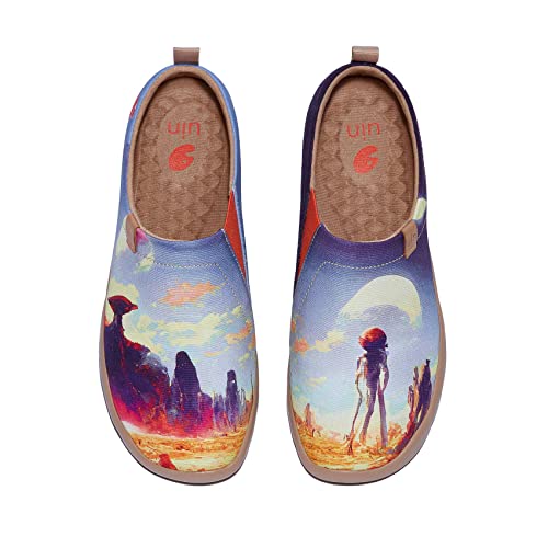 UIN Damen Slip Ons Leichtgewicht Lässige Loafer Wanderschuhe Bequem Kunstgemalte Reiseschuhe Toledo Ⅰ Foreign Invasion (38.5) von UIN