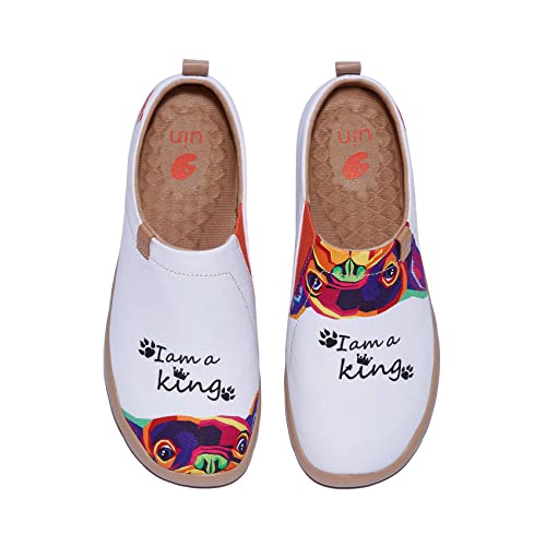 UIN Damen Slip Ons Leichtgewicht Lässige Loafer Wanderschuhe Bequem Kunstgemalte Reiseschuhe Toledo Ⅰ I Am The King (38.5) von UIN
