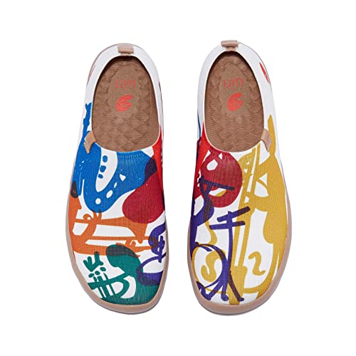 UIN Damen Slip Ons Leichtgewicht Lässige Loafer Wanderschuhe Bequem Kunstgemalte Reiseschuhe Toledo Ⅰ Jazz Carnival (38) von UIN