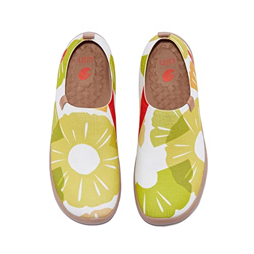 UIN Damen Slip Ons Leichtgewicht Lässige Loafer Wanderschuhe Bequem Kunstgemalte Reiseschuhe Toledo Ⅰ Pineapple Slices (42) von UIN