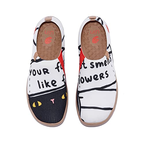UIN Damen Slip Ons Leichtgewicht Lässige Loafer Wanderschuhe Bequem Kunstgemalte Reiseschuhe Toledo Ⅰ Smells Good (42) von UIN