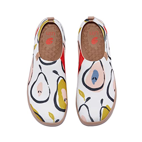 UIN Damen Slip Ons Leichtgewicht Lässige Loafer Wanderschuhe Bequem Kunstgemalte Reiseschuhe Toledo Ⅰ Sweet Pears (40.5) von UIN