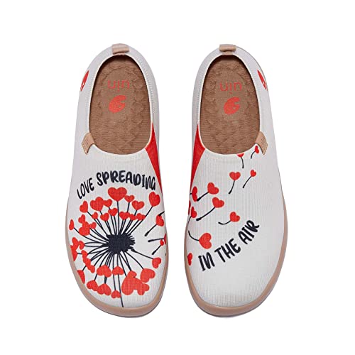 UIN Damen Slip Ons Leichtgewicht Lässige Loafer Wanderschuhe Bequem Kunstgemalte Reiseschuhe Toledo Ⅰ The Spreading of Love (40) von UIN