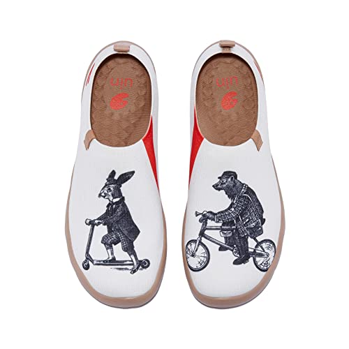 UIN Damen Slip Ons Leichtgewicht Lässige Loafer Wanderschuhe Bequem Kunstgemalte Reiseschuhe Toledo Ⅰ Time for Work (37) von UIN