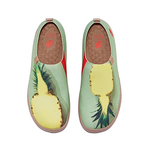 UIN Damen Slip Ons Leichtgewicht Lässige Loafer Wanderschuhe Bequem Kunstgemalte Reiseschuhe Toledo Ⅰ Tropical Pineapple (41) von UIN