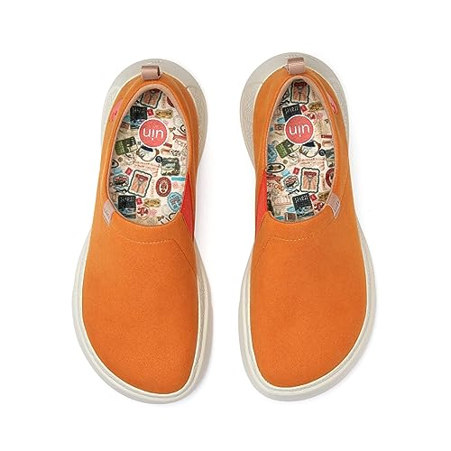 UIN Damen Slip Ons Schuhe Lässige Wanderschuhe Loafer Leichtgewicht Bequeme kunstbemalte Reiseschuhe Toledo Ⅻ - Desert Sun (36) von UIN