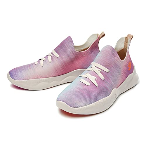 UIN Dazzle Purple Damen Painted Sneaker Laufschuhe Slip On Schuhe Atmungsaktiv Leichtgewicht Sportschuhe Gestrickt Mehrfarbig(41) von UIN