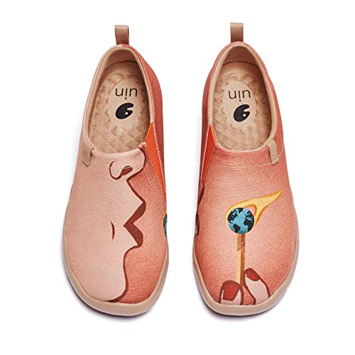 UIN Don't Blow it Out Damen Wanderschuhe Bemalte Slip On Schuhe Gemütlich Reise Schuhe Leicht Loafer Schuhe Canvas Mehrfarbig(37.5) von UIN