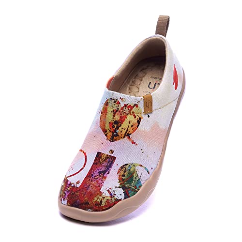 UIN Eiffel for You Damen Bequeme Reiseturnschuhe Mode gemalte Wanderschuhe Slip On Schuhe Canvas Braun（42） von UIN