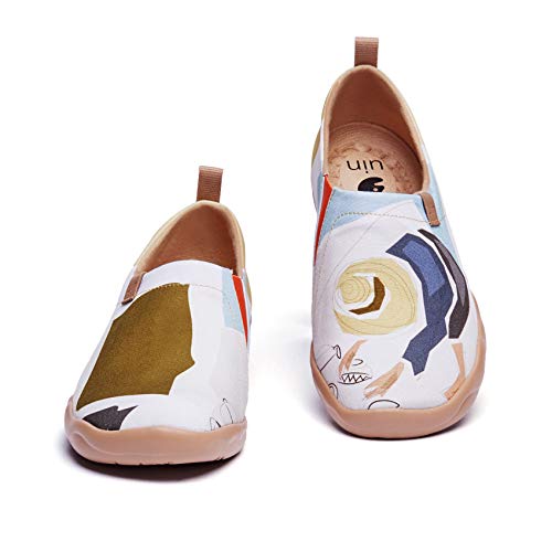 UIN Fishing Damen Painted Slip On Schuhe Reiseschuhe Lässiger Fashional Sneaker Segelschuhe Canvas Mehrfarbig Weiß(39) von UIN