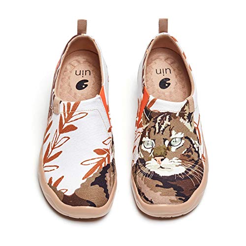 UIN Fluffy Kitty Damen Painted Slip On Schuhe Lässiger Reiseschuhe Segelschuhe Leicht Loafer Schuhe Canvas（41） von UIN