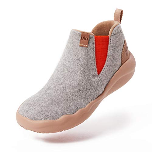 UIN Granada Light Grey Wool Chelsea Boots Herren Stiefeletten Schlupfstiefel Kurzschaft Stiefel Slip On Schuhe Reiseschuhe Lässiger Sneaker Segelschuhe Wolle（44.5） von UIN