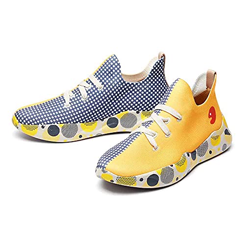 UIN Grey & Yellow Damen Painted Sneaker Laufschuhe Slip On Schuhe Outdoor Schuhe Atmungsaktiv Leichtgewicht Sportschuhe Gestrickt(40) von UIN