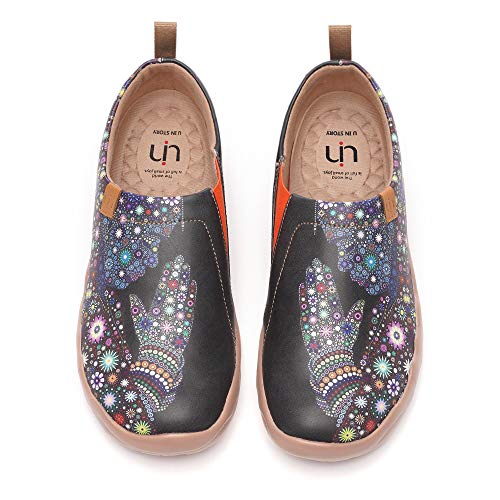 UIN Herren Schwarz Slip on Travel Schuhe Mikrofaser Leder Fashion Casual Walking Loafers Beten Sie für die Güte (36) von UIN